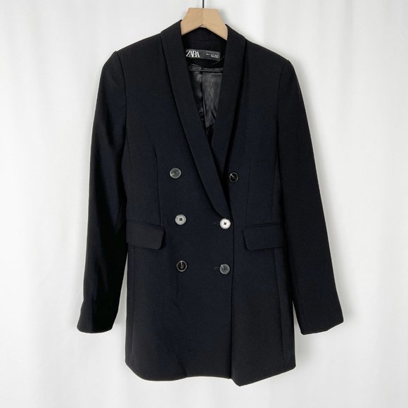 ZARA Blogger Favorite Oversized Double Breasted Blazer Suit Jacket Pea Coat - XS - Picture 4 of 10